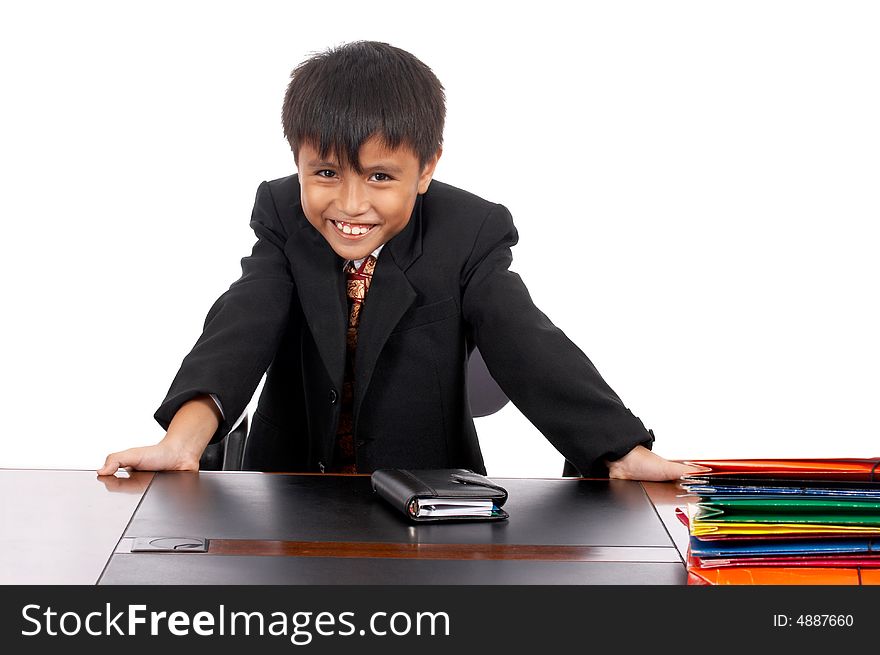 Young employee smiling while working in the office