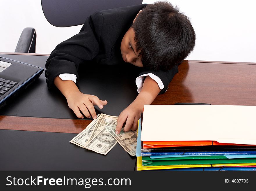 Adorable young man get tired on counting