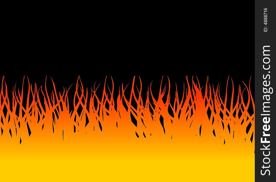 Orange flames on a black ground. Orange flames on a black ground