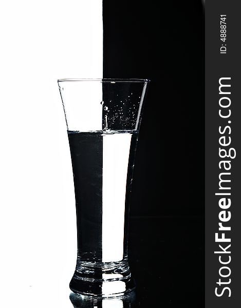 Glass with wather on the black and white background. Glass with wather on the black and white background