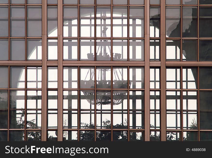 View inside through building windows. View inside through building windows