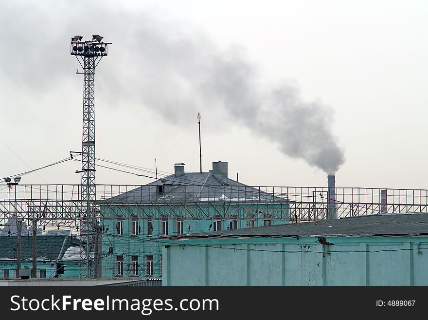 Industrial view with smore and tower