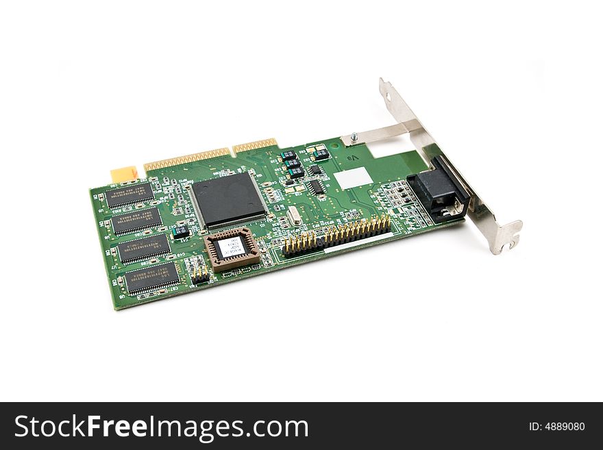 A computer expansion board used to upgrade a PC, isolated on white background with clipping path