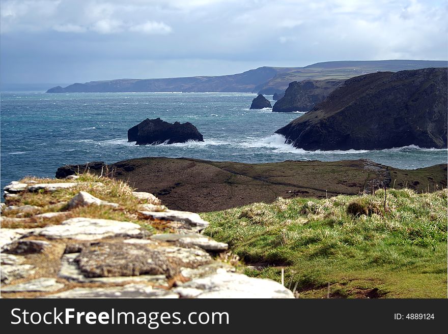 Landscape of Cornish Coast near Tintagel