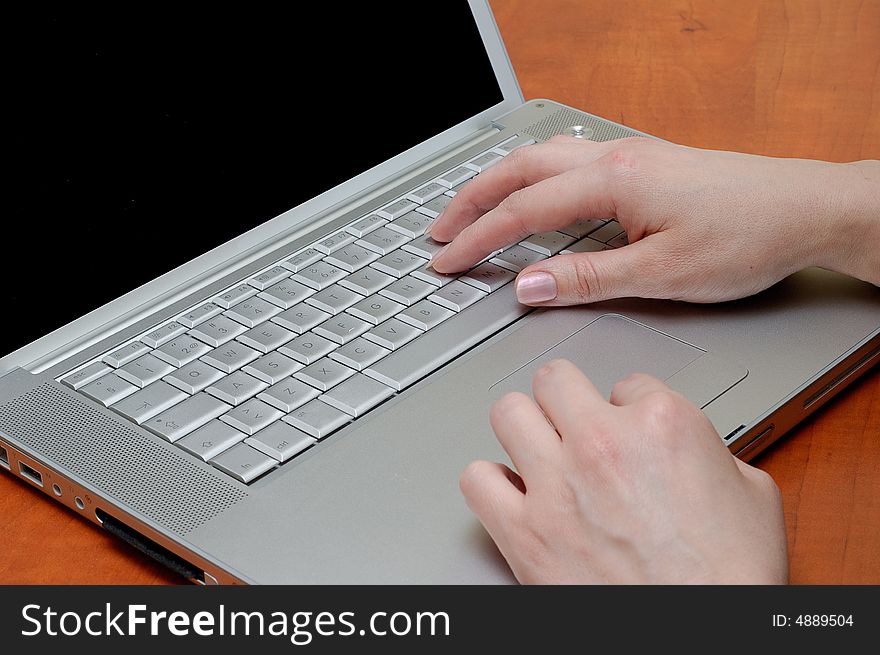 Female Hands, On The Keyboard