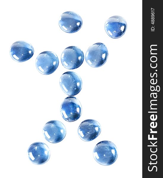 Blue glass stones in figure
