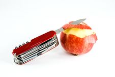 Pocket Knife And Partially Peeled Apple Royalty Free Stock Photos Pocket Knife And Partially Peeled Apple Royalty Free Stock Photos