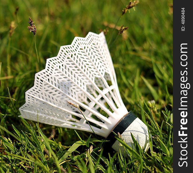 Badminton shuttlecock in the grass