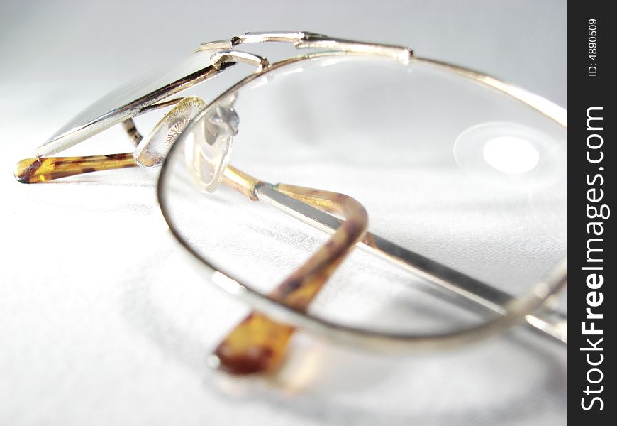 Eyeglasses closeup isolated on white background