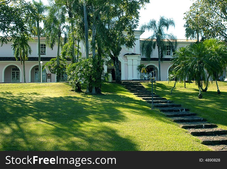 Colonial style hotel, inside the Iguazu Park - Brazilian side. Colonial style hotel, inside the Iguazu Park - Brazilian side