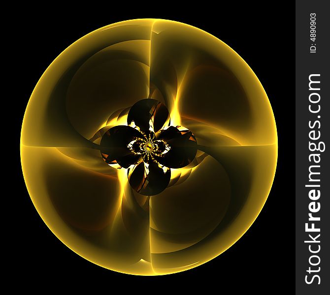 Abstract fractal image resembling a golden gear
