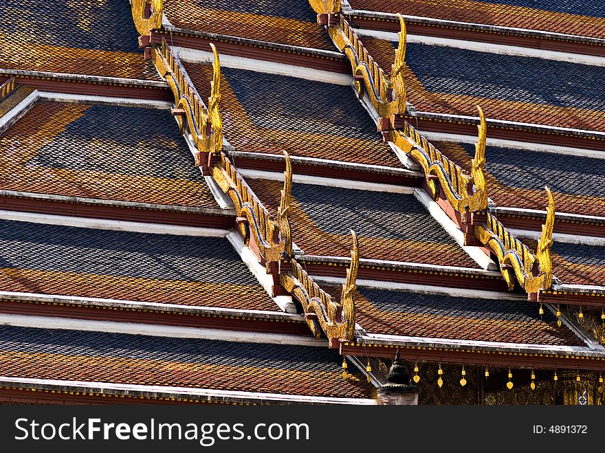 Roof Of Wat Phra Kaeo Temple, Bangkok, Thailand.