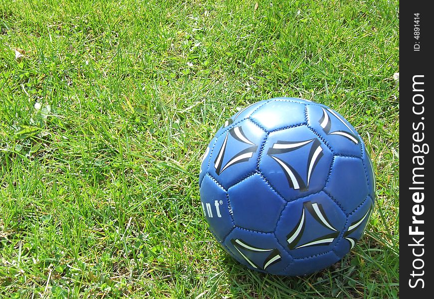 Blue soccer ball on the grass. Blue soccer ball on the grass