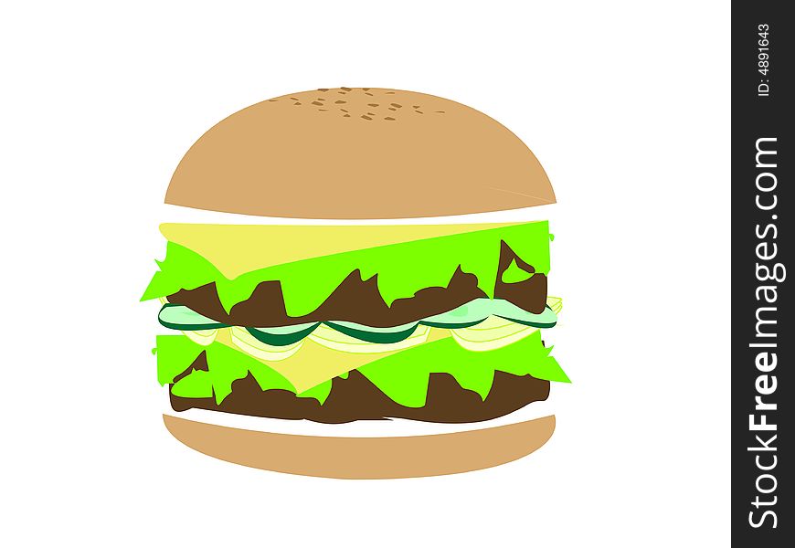 Vector illustration of a delicios hamburger