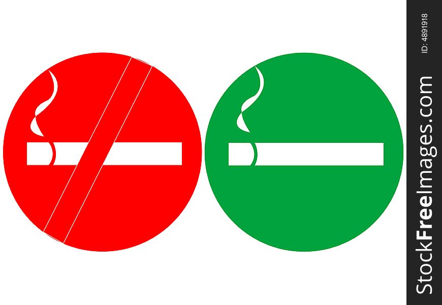 Smoke and Don't smoke sign illustration