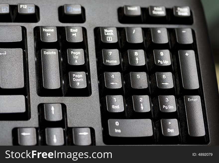 The part of black keyboard close-up