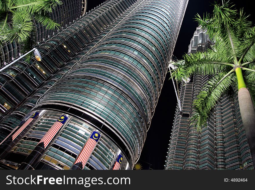 petronas,  towers kuala lumpur, malaysia, at night