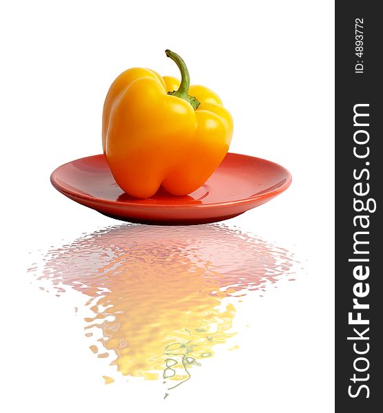 An image of  pepper on a saucer. An image of  pepper on a saucer