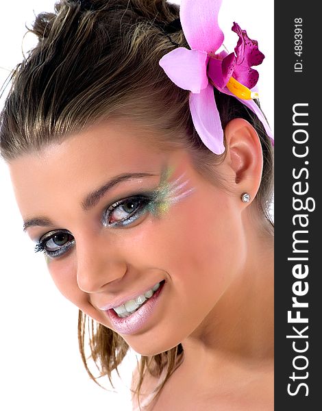 Girl With Face-art Butterfly Paint