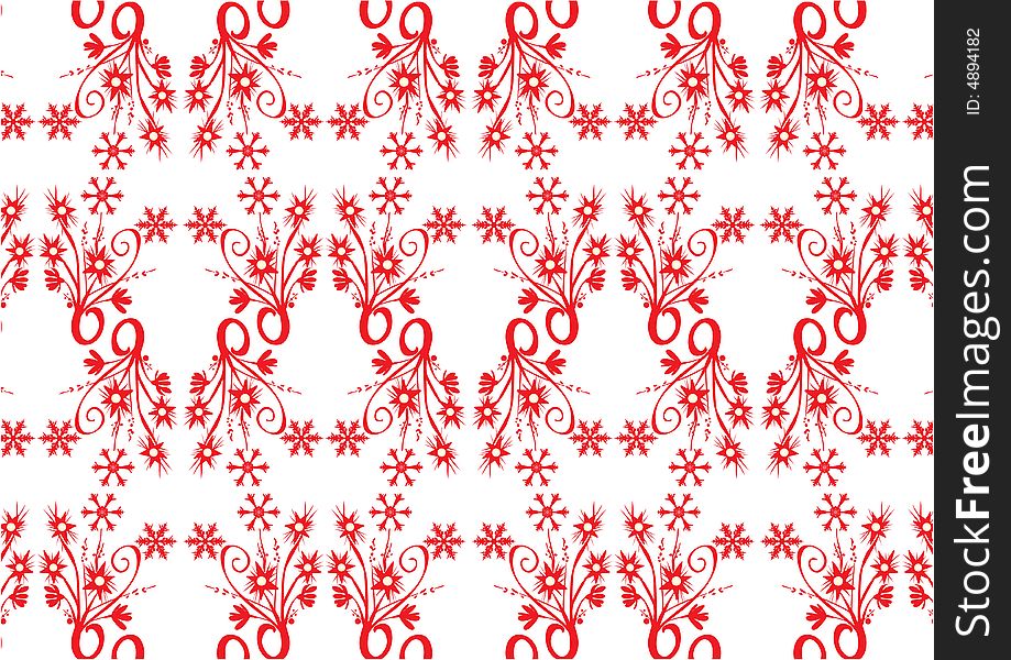 Red color floral borders with snowflakes. Red color floral borders with snowflakes