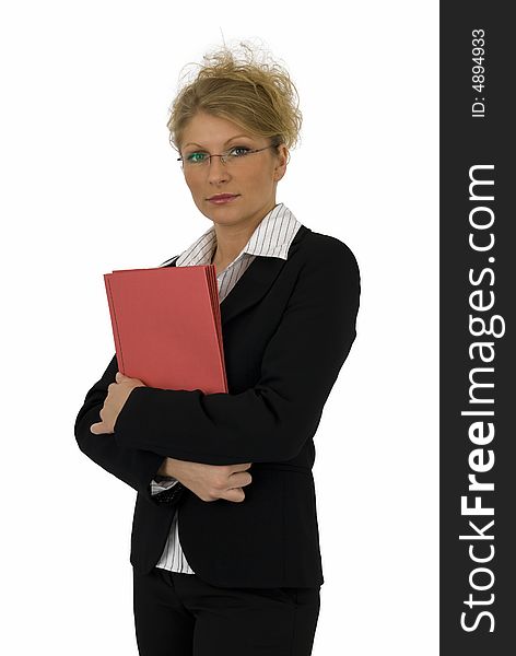 Business Woman With Red Folder.