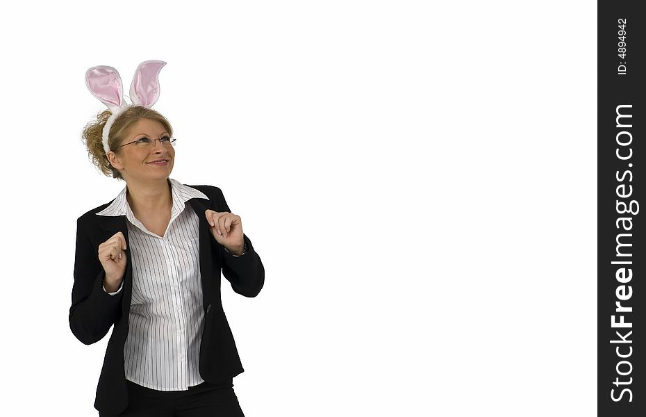 Business Woman As Easter Bunny