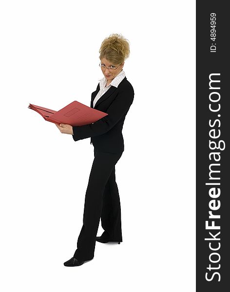 Business Woman With Red Folder.