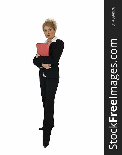 Business woman with red folder.