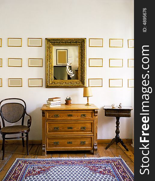 Cabinet in retro style with wooden locker