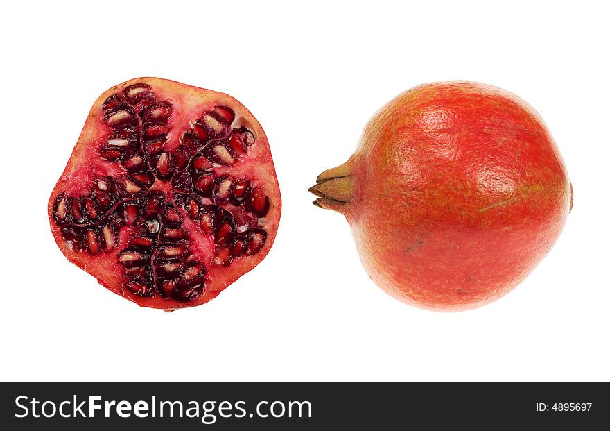 Fresh pomegranate isolated on a white background (Punica granatum). Fresh pomegranate isolated on a white background (Punica granatum)