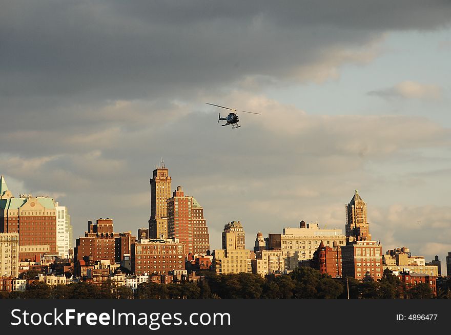 New york buildings halecofter in sky