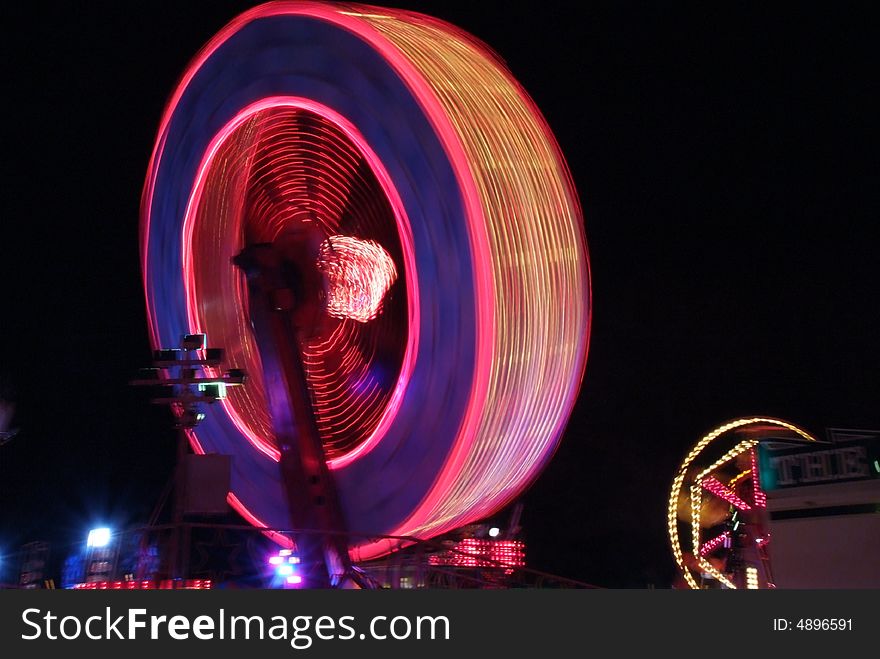 Fair ground ride at night