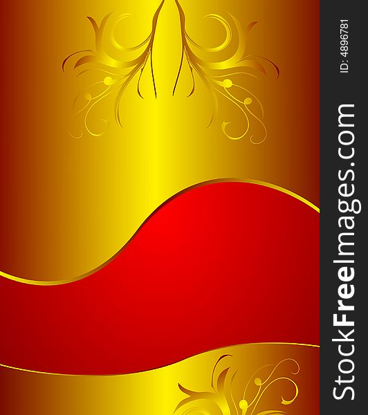 Golden floral background, vector illustration