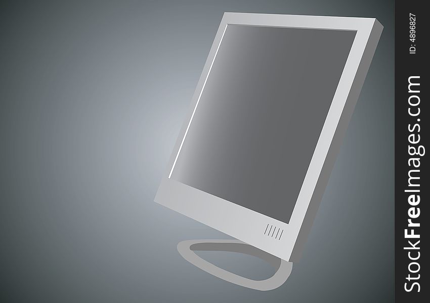 Computer monitor on gray background, vector illustration