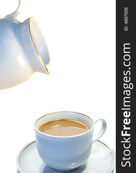 Coffee with milk isolated on a white background