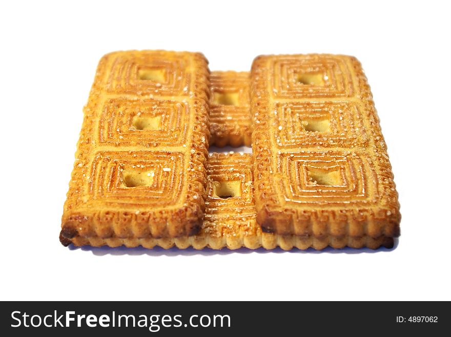 Sweet cookies of the rectangular form on a white background