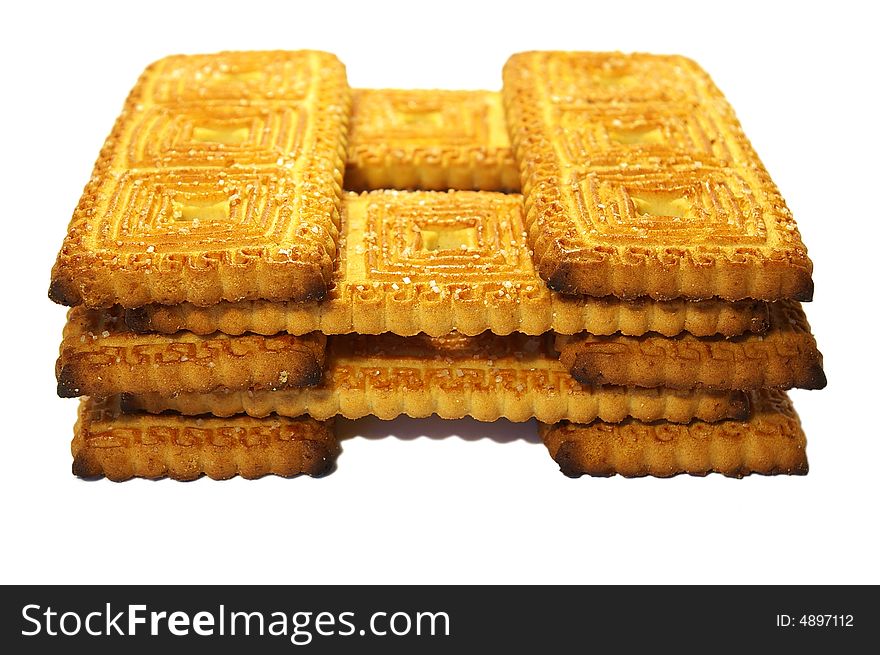 Sweet cookies of the rectangular form on a white background