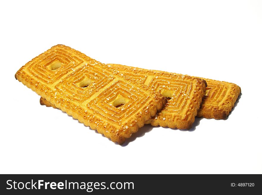 Three cookies of the rectangular form on a white background. Three cookies of the rectangular form on a white background