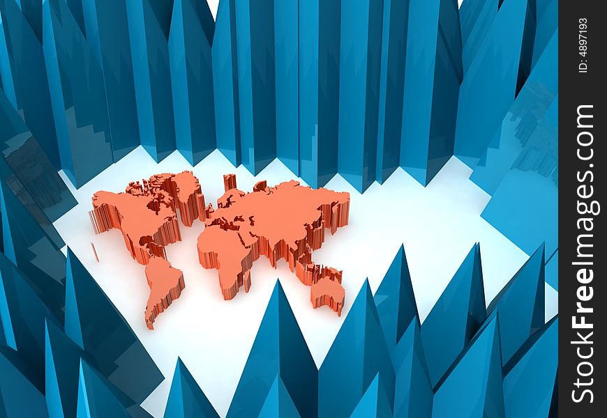 World map 3D abstract background