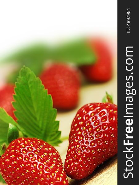 Fresh strawberries with leaves. See my gallery for more.