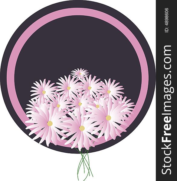 Vector illustration - flowers in the yellow circle. Vector illustration - flowers in the yellow circle