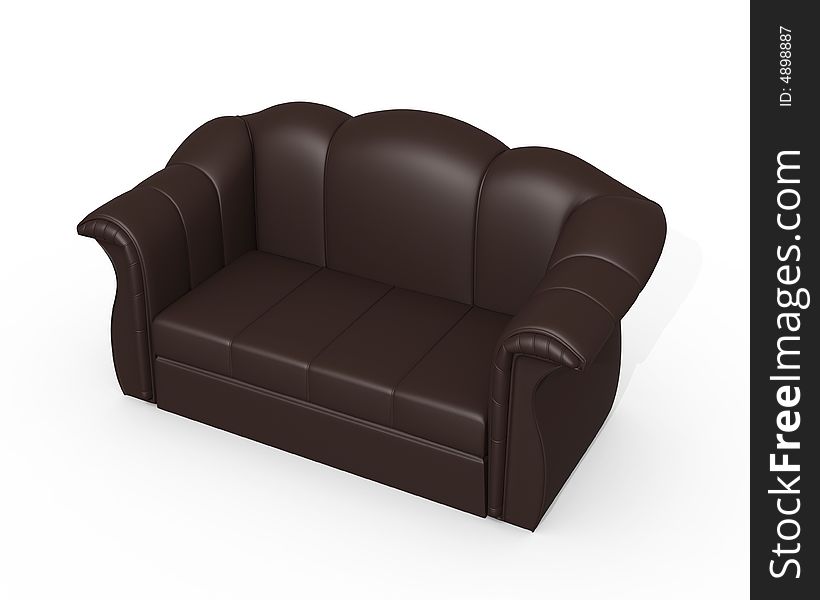 Dark red leather isolated sofa