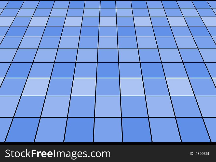 Illustration of blue tiles with close perspective. Illustration of blue tiles with close perspective