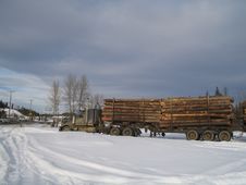 Logging Truck Ready To Go Stock Images