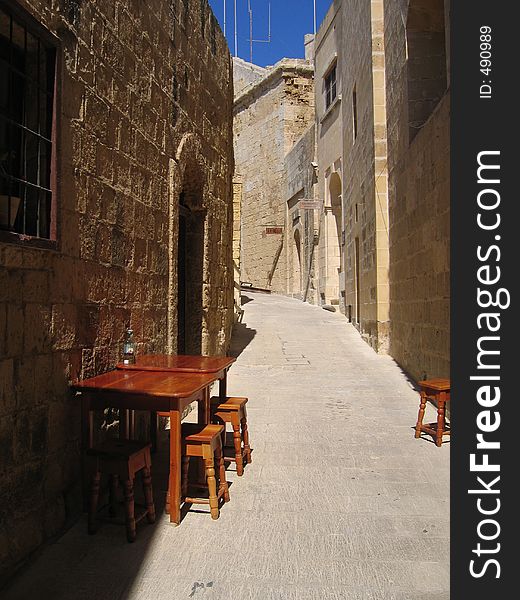 Typical street in Victoria, Gozo, Malta