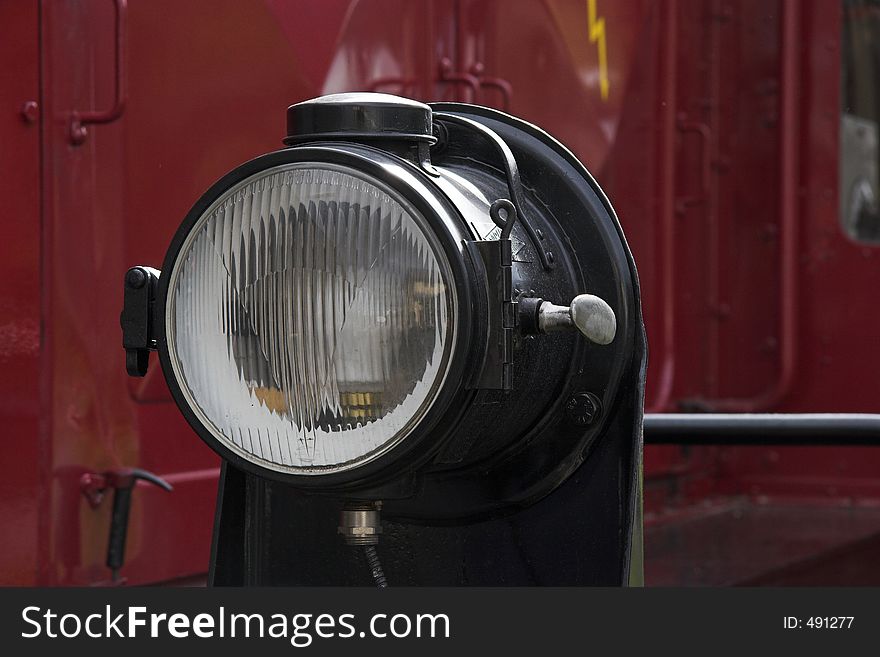 Lamp of an historic steam-engine, close up. Lamp of an historic steam-engine, close up