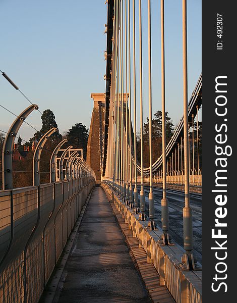 Clifton suspension bridge in Brisol on a cold clear morning. Clifton suspension bridge in Brisol on a cold clear morning.