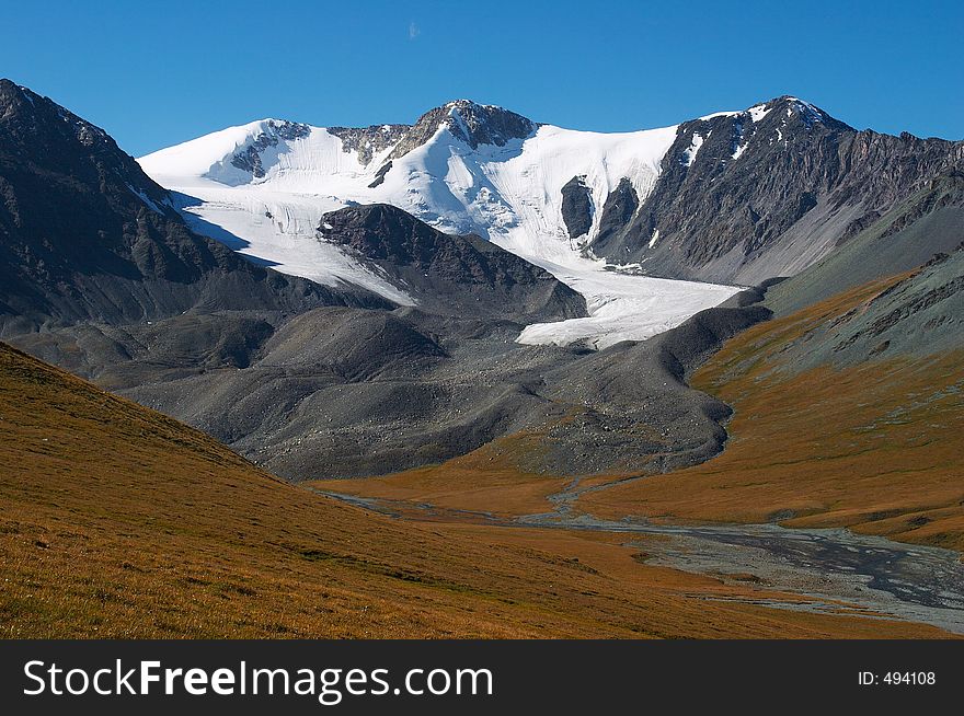 Red landscape and white ice. Red landscape and white ice