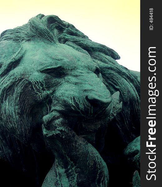 Metal lion statue