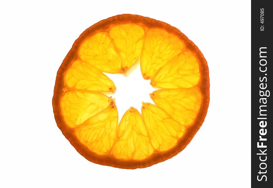 Tangerine slice on white background